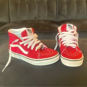 VANS Sk8-Hi Kids 2.5 | Age 7-8 | Racing Red / White | Worn Once! | Free Shipping
